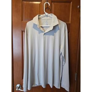 Rhoback Polo Shirt Mens XL Striped Long Sleeve Performance Golf Athletic Stretch